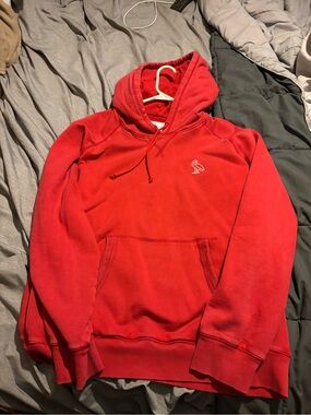 OVO Red Pullover Hoodie with Embroidered Owl Logo